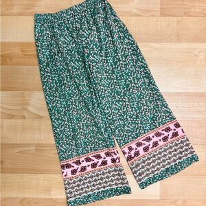 Girls Green Floral Boho Wide Leg Pants | Size 6